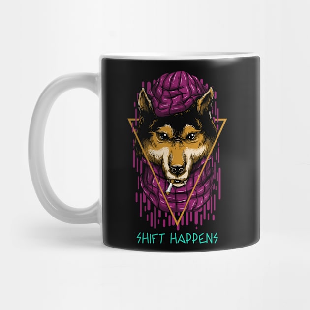 Shift Happens Smoking Wolf Design by Figmenter